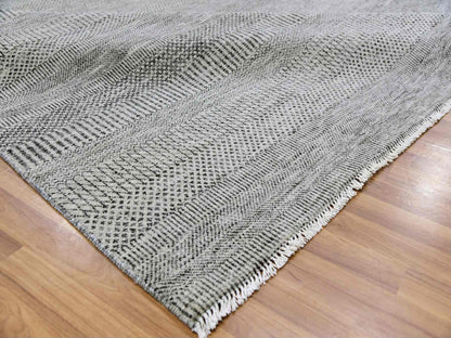 Grey 8'0" x 10'0" Modern and Contemporary Hand knotted Wool Rug - Sku: O079558
