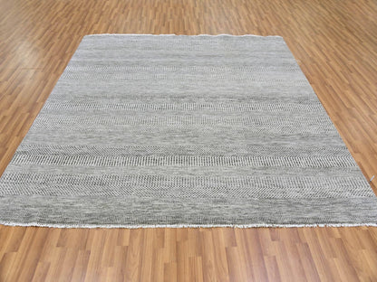 Modern / Contemporary hand-knotted wool rug in Gray, 7'11" x 8'1" — SKU O079559 (view 2)