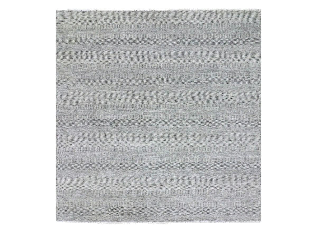 Modern / Contemporary hand-knotted wool rug in Gray, 9'11" x 10'3" — SKU O079561