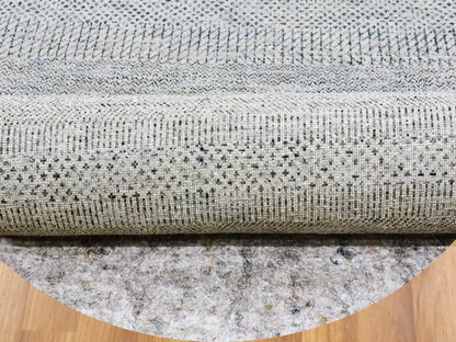 Grey 9'8" x 9'9" Modern / Contemporary Hand knotted Wool Rug - Sku: O079563