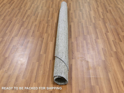 Grey 6'1" x 6'0" Modern / Contemporary Hand knotted Wool Rug - Sku: O079566
