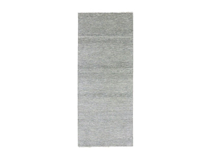 Modern / Contemporary hand-knotted wool runner in Gray, 4'1" x 12'1" — SKU O079568