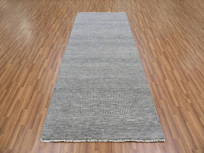 Modern / Contemporary hand-knotted wool runner in Gray, 4'1" x 12'1" — SKU O079568 (view 2)