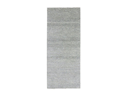Modern / Contemporary hand-knotted wool runner in Gray, 4'1" x 12'1" — SKU O079569