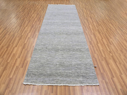 Modern / Contemporary hand-knotted wool runner in Gray, 4'1" x 12'1" — SKU O079569 (view 2)
