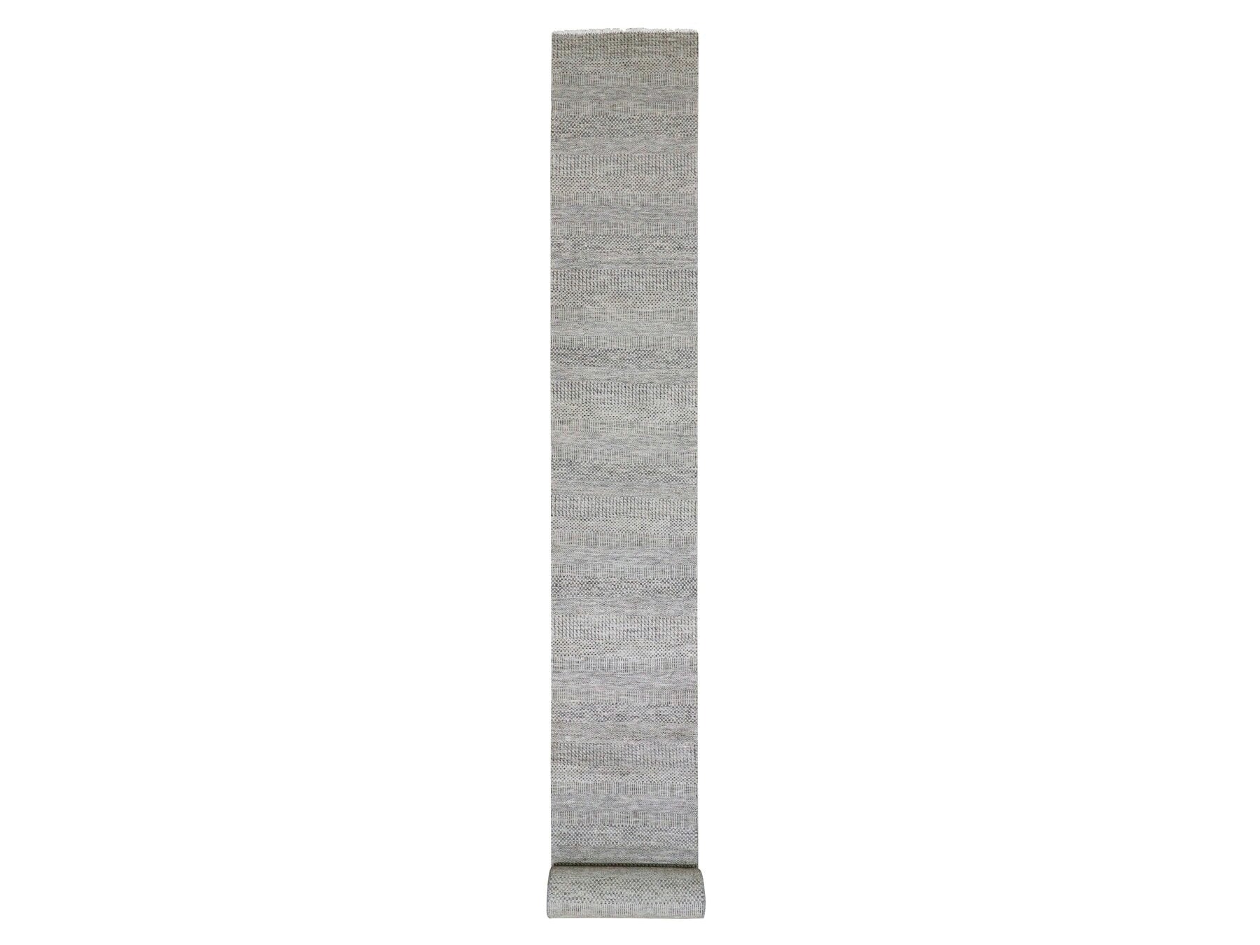 Modern / Contemporary hand-knotted wool runner in Gray, 2'5" x 24'3" — SKU O079570