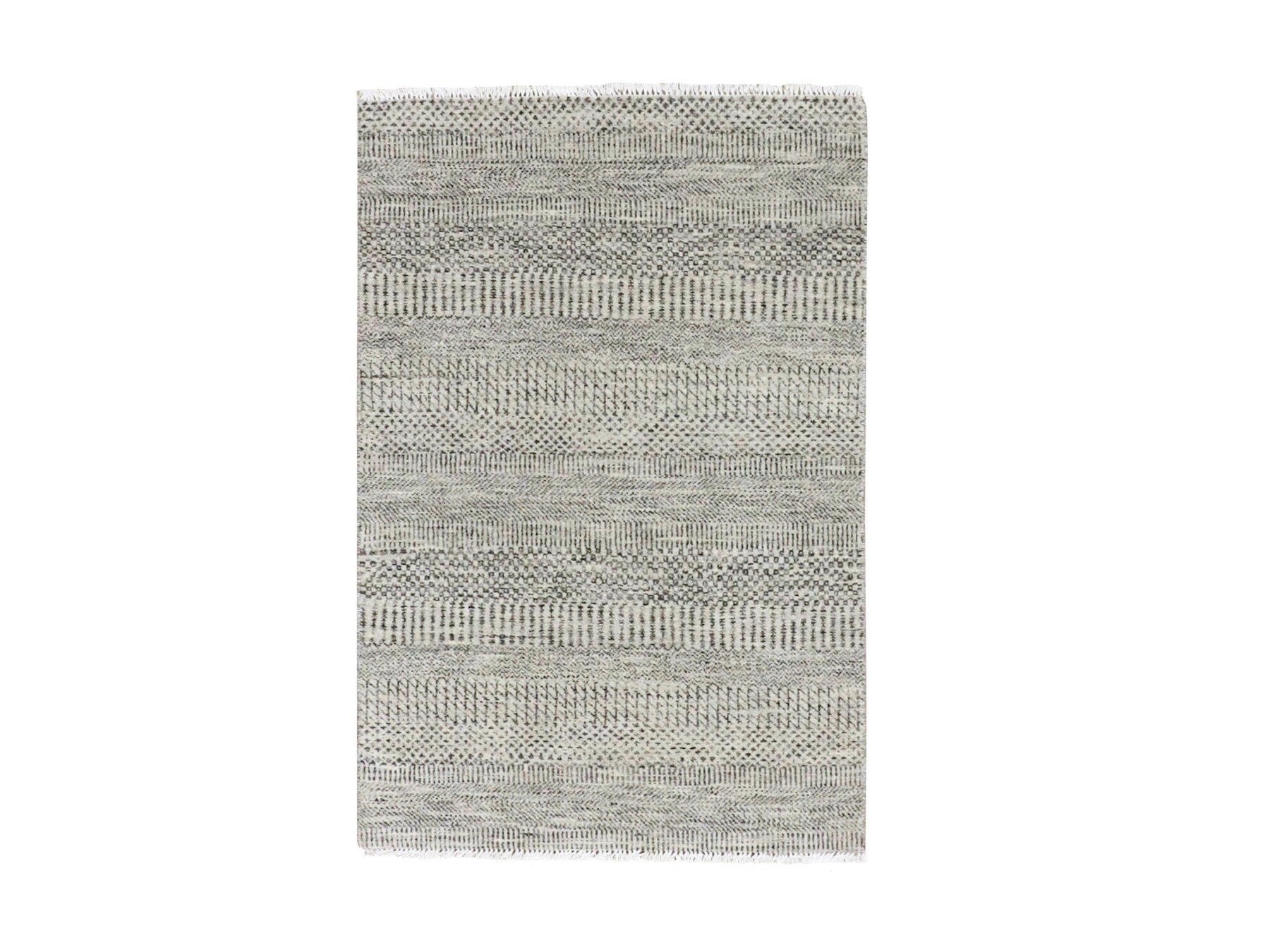 Modern / Contemporary hand-knotted wool rug in Gray, 3' x 4'10" — SKU O079579