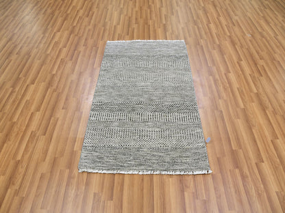 Modern / Contemporary hand-knotted wool rug in Gray, 3' x 4'10" — SKU O079579 (view 2)