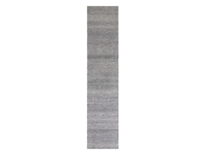 Grey 2'5" x 15'10" Modern / Contemporary Hand knotted Wool Rug - Sku: O079583