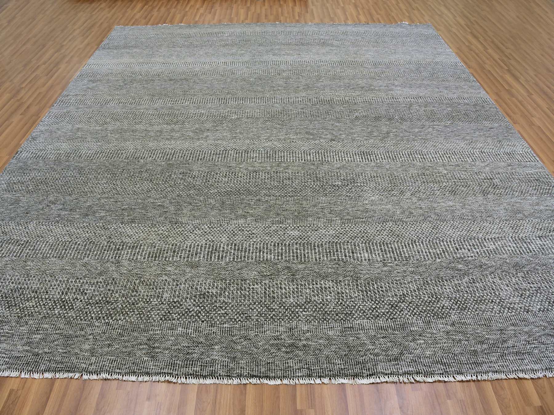 Modern / Contemporary hand-knotted wool rug in Gray, 12' x 12'2" — SKU O079587 (view 2)