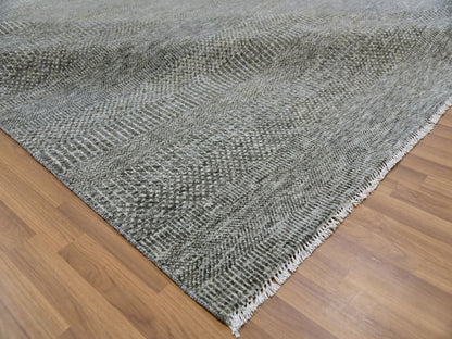 Modern / Contemporary hand-knotted wool rug in Gray, 12' x 12'2" — SKU O079587 (view 6)
