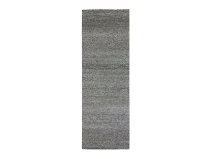Modern / Contemporary hand-knotted wool runner in Gray, 4'1" x 12'1" — SKU O079596