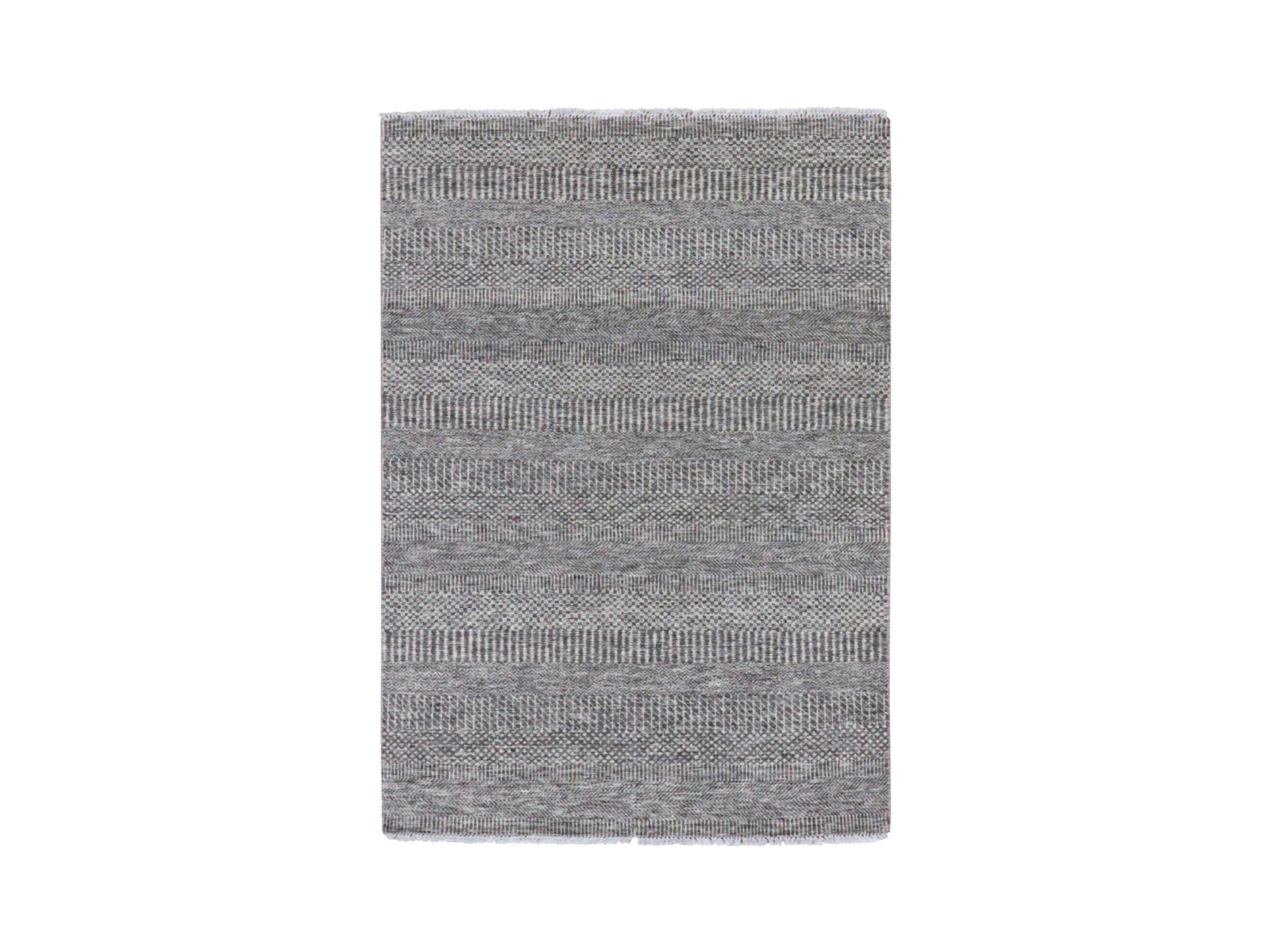 Modern / Contemporary hand-knotted wool rug in Gray, 4' x 6'6" — SKU O079597