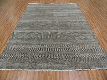 Modern / Contemporary hand-knotted wool/silk rug in Gray, 8'1" x 10'3" — SKU O079614 (view 2)