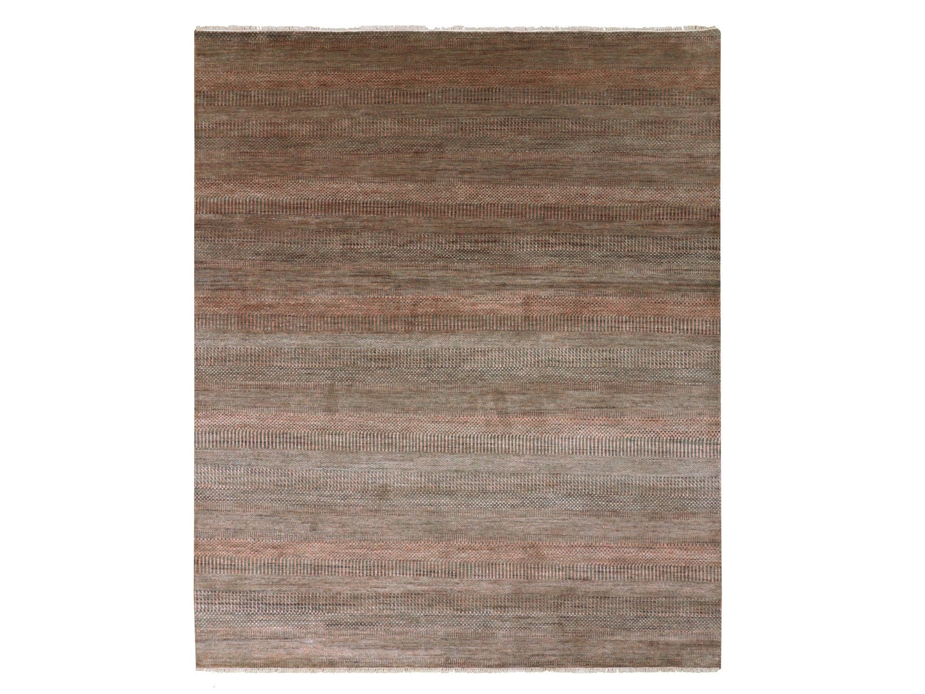 Modern / Contemporary hand-knotted wool/silk rug in Gray, 8'1" x 10'2" — SKU O079617