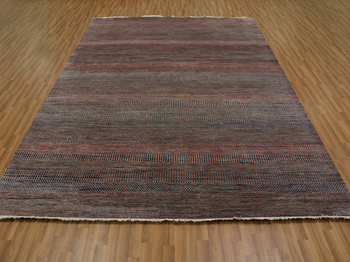Modern / Contemporary hand-knotted wool/silk rug in Gray, 8'1" x 10'2" — SKU O079617 (view 2)
