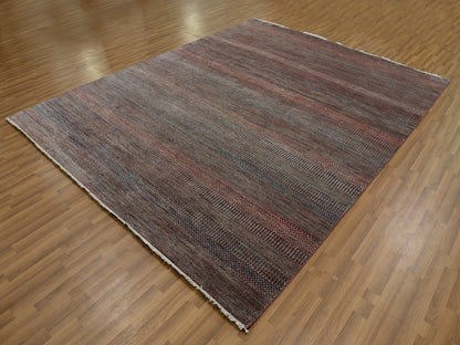 Modern / Contemporary hand-knotted wool/silk rug in Gray, 8'1" x 10'2" — SKU O079617 (view 3)