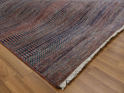 Modern / Contemporary hand-knotted wool/silk rug in Gray, 8'1" x 10'2" — SKU O079617 (view 6)