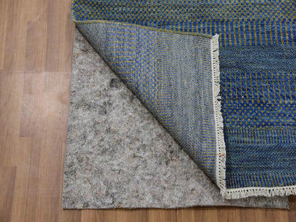 Blue 2'5" x 20'0" Modern and Contemporary Hand knotted Wool Rug - Sku: O079618