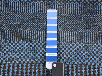Blue 2'7" x 9'6" Modern and Contemporary Hand knotted Wool/Silk Rug - Sku: O079623