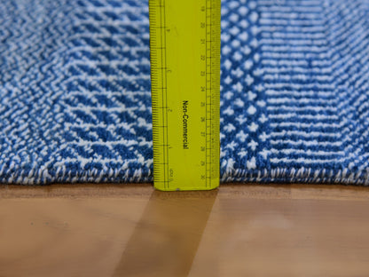 Blue 2'7" x 11'11" Modern and Contemporary Hand knotted Wool/Silk Rug - Sku: O079624
