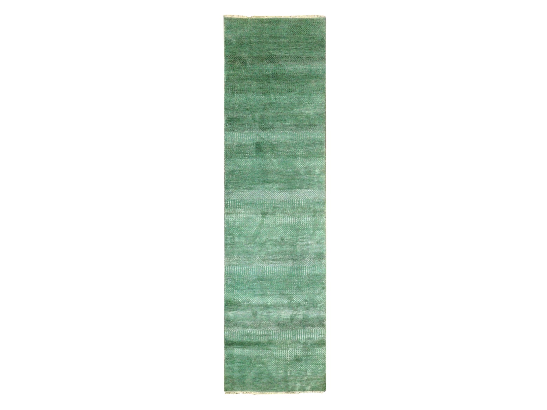 Blue 2'9" x 10'0" Modern and Contemporary Hand knotted Wool/Silk Rug - Sku: O079625