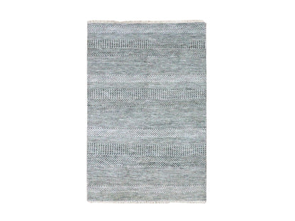 Blue 3'0" x 5'2" Modern and Contemporary Hand knotted Wool/Silk Rug - Sku: O079643
