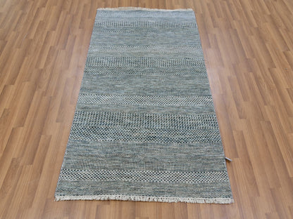Blue 3'0" x 5'2" Modern and Contemporary Hand knotted Wool/Silk Rug - Sku: O079643