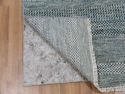 Blue 3'0" x 5'2" Modern and Contemporary Hand knotted Wool/Silk Rug - Sku: O079643