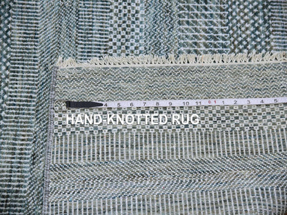Modern / Contemporary hand-knotted wool/silk rug in Blue, 3' x 5'2" — SKU O079643 (view 7)