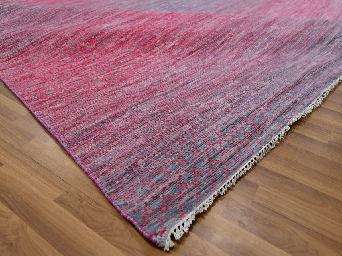 Modern / Contemporary hand-knotted wool rug in Red, 9'4" x 12'2" — SKU O079645 (view 6)