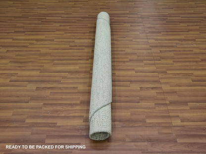 Grey 6'0" x 6'0" Modern / Contemporary Hand knotted Wool Rug - Sku: O079654
