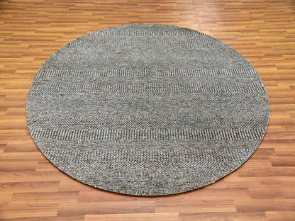 Grey 6'0" x 6'0" Modern / Contemporary Hand knotted Wool Rug - Sku: O079657