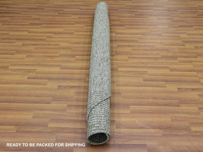 Grey 6'0" x 6'0" Modern / Contemporary Hand knotted Wool Rug - Sku: O079657