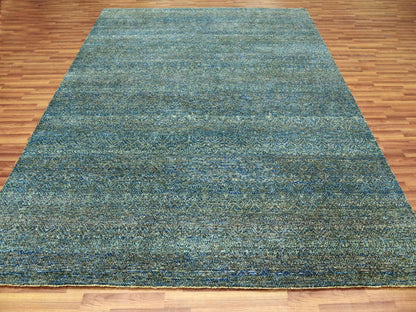 Green 8'1" x 10'1" Modern / Contemporary Hand knotted Wool Rug - Sku: O079665