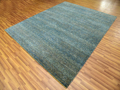 Green 8'1" x 10'1" Modern / Contemporary Hand knotted Wool Rug - Sku: O079665