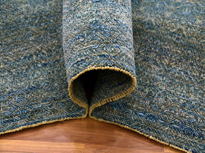 Green 8'1" x 10'1" Modern / Contemporary Hand knotted Wool Rug - Sku: O079665