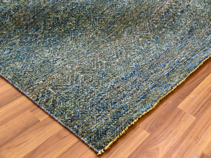 Green 8'1" x 10'1" Modern / Contemporary Hand knotted Wool Rug - Sku: O079665