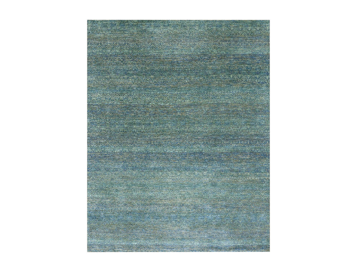 Modern / Contemporary hand-knotted wool rug in Green, 8'1" x 10'1", SKU O079666