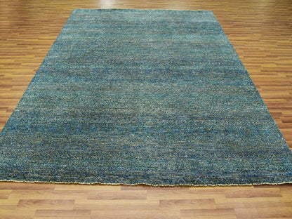 Modern / Contemporary hand-knotted wool rug in Green, 8'1" x 10'1", SKU O079666