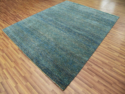 Modern / Contemporary hand-knotted wool rug in Green, 8'1" x 10'1", SKU O079666
