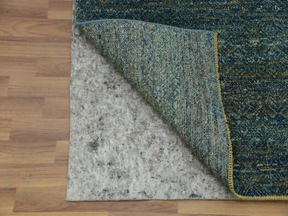 Modern / Contemporary hand-knotted wool runner in Green, 2'6" x 8'0", SKU O079670