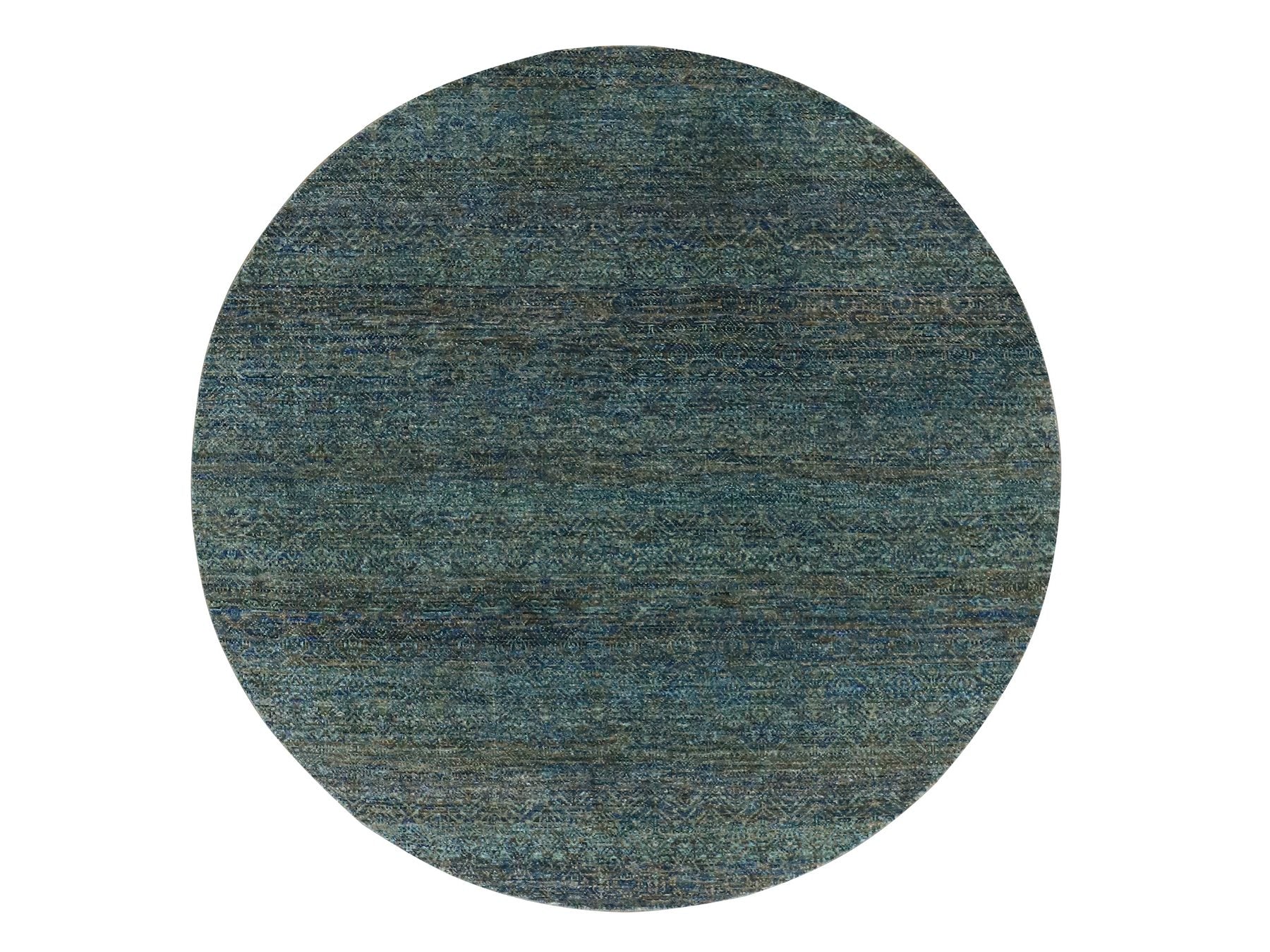 Modern / Contemporary hand-knotted wool rug in Green, 6'0" x 6'0", SKU O079673