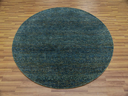 Modern / Contemporary hand-knotted wool rug in Green, 6'0" x 6'0", SKU O079673