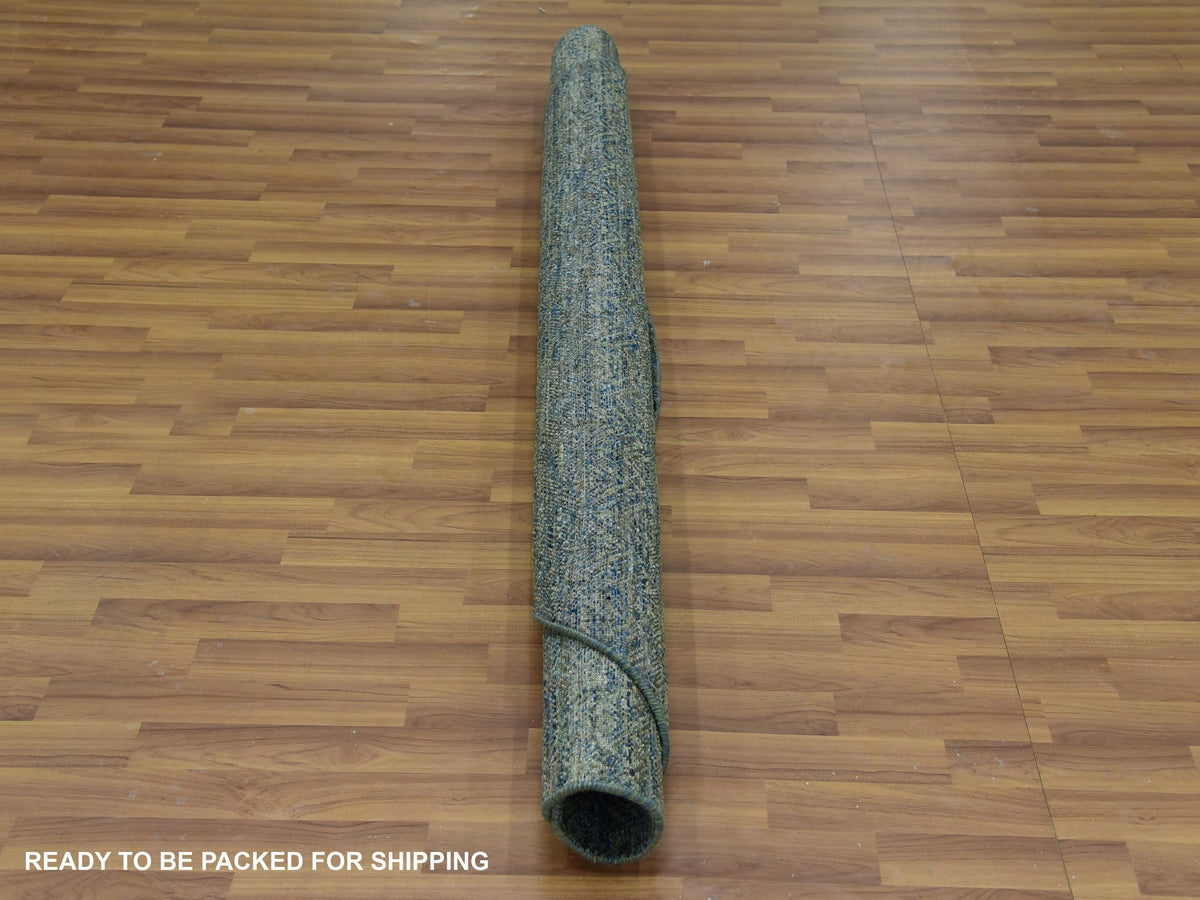 Modern / Contemporary hand-knotted wool rug in Green, 6'0" x 6'0", SKU O079673