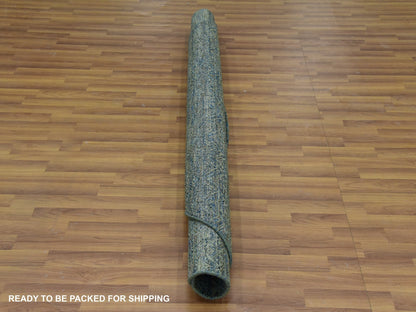 Modern / Contemporary hand-knotted wool rug in Green, 6'0" x 6'0", SKU O079673