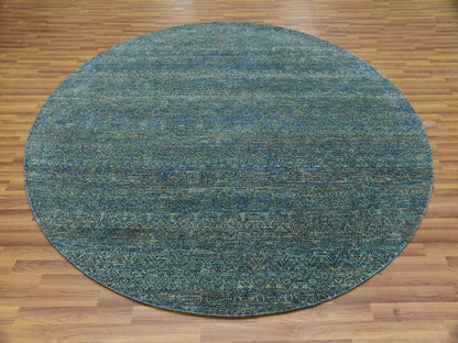 Modern / Contemporary hand-knotted wool rug in Green, 7'11" x 7'11", SKU O079674