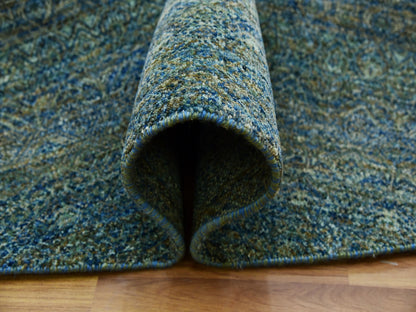 Modern / Contemporary hand-knotted wool rug in Green, 7'11" x 7'11", SKU O079674
