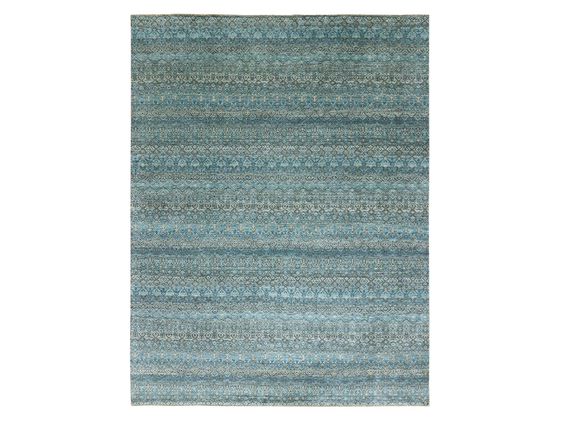 Modern / Contemporary hand-knotted wool rug in Blue, 9'1" x 12'0", SKU O079678