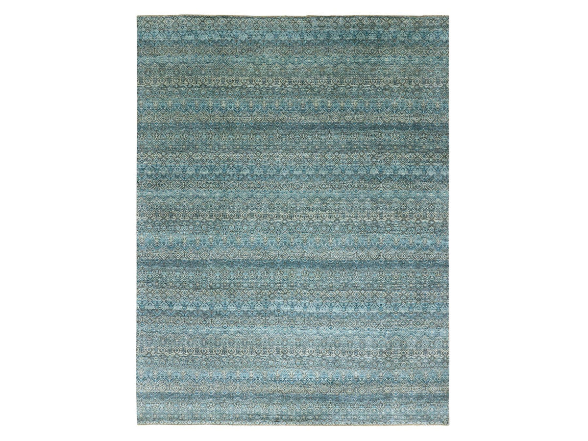 Modern / Contemporary hand-knotted wool rug in Blue, 9'1" x 12'0", SKU O079678